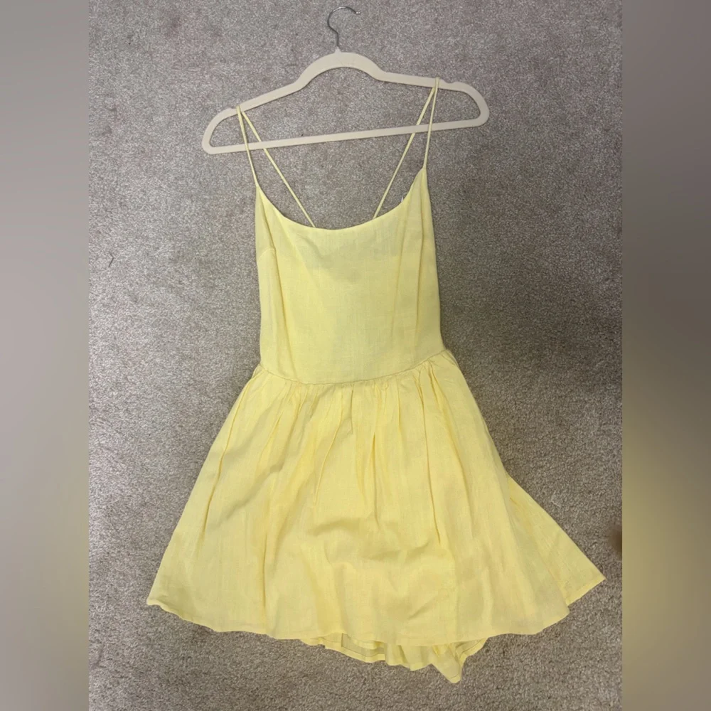 White Fox Boutique Pale Yellow Spaghetti Strap Sundress